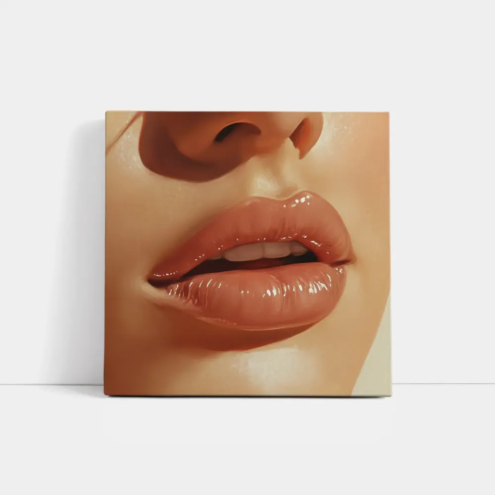 Close Up Glossy Lips Beauty Portrait Art – Wall Art