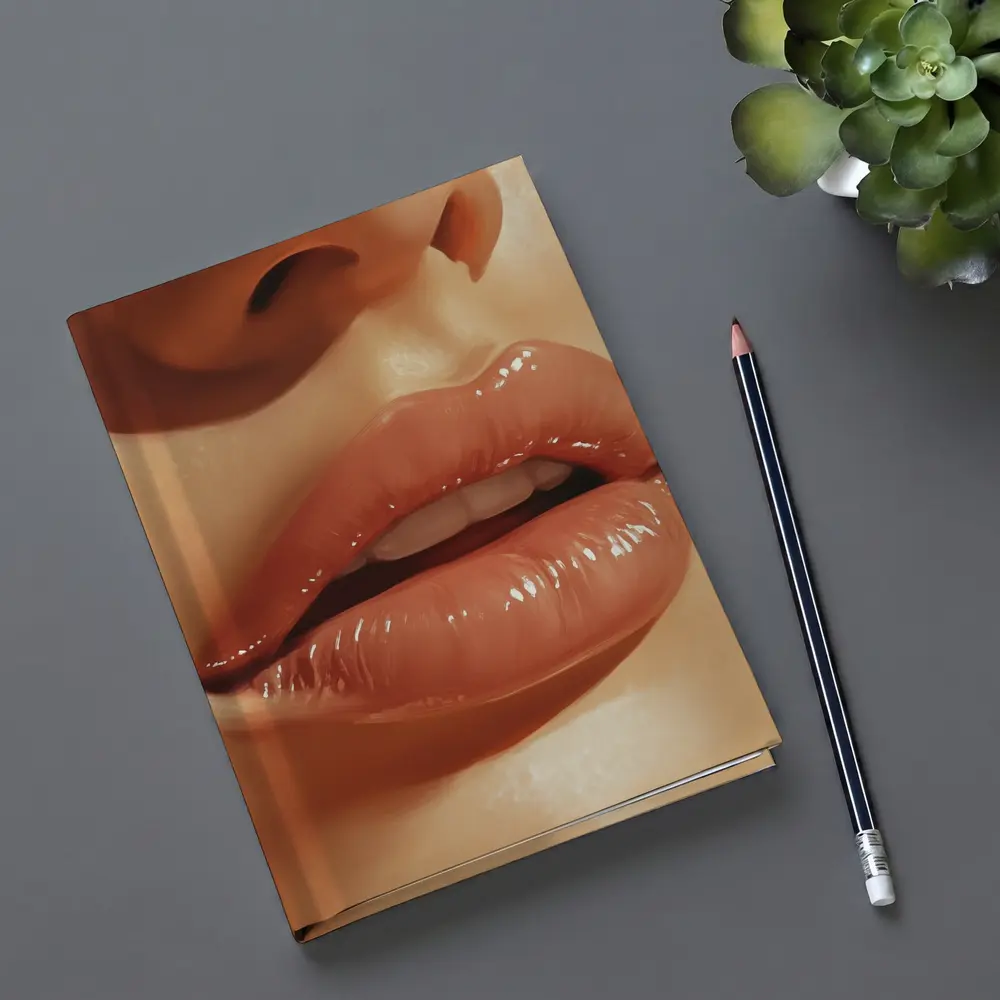Close Up Glossy Lips Beauty Portrait Art – Notebooks