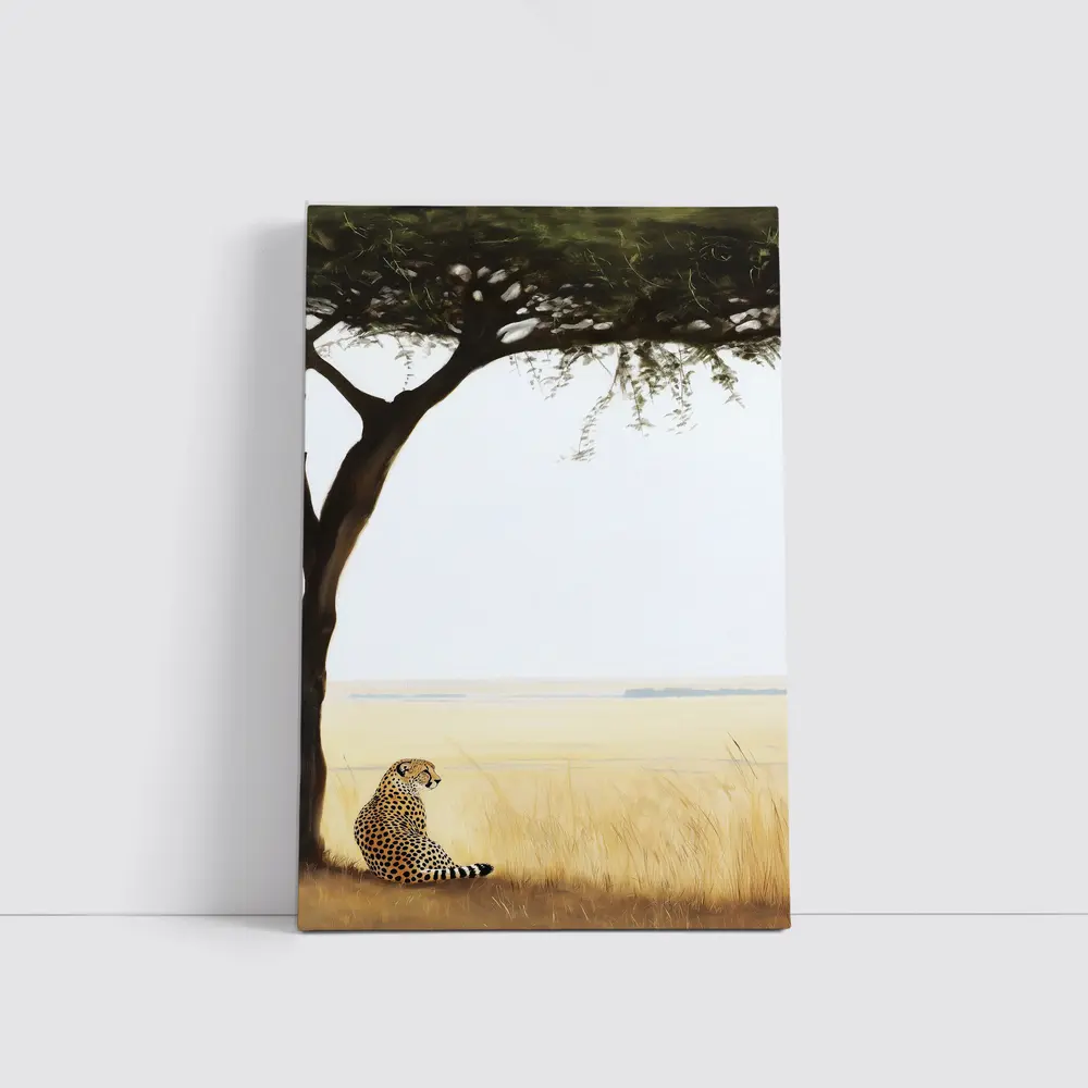 Cheetah Resting Under Acacia Tree Savanna – Wall Art