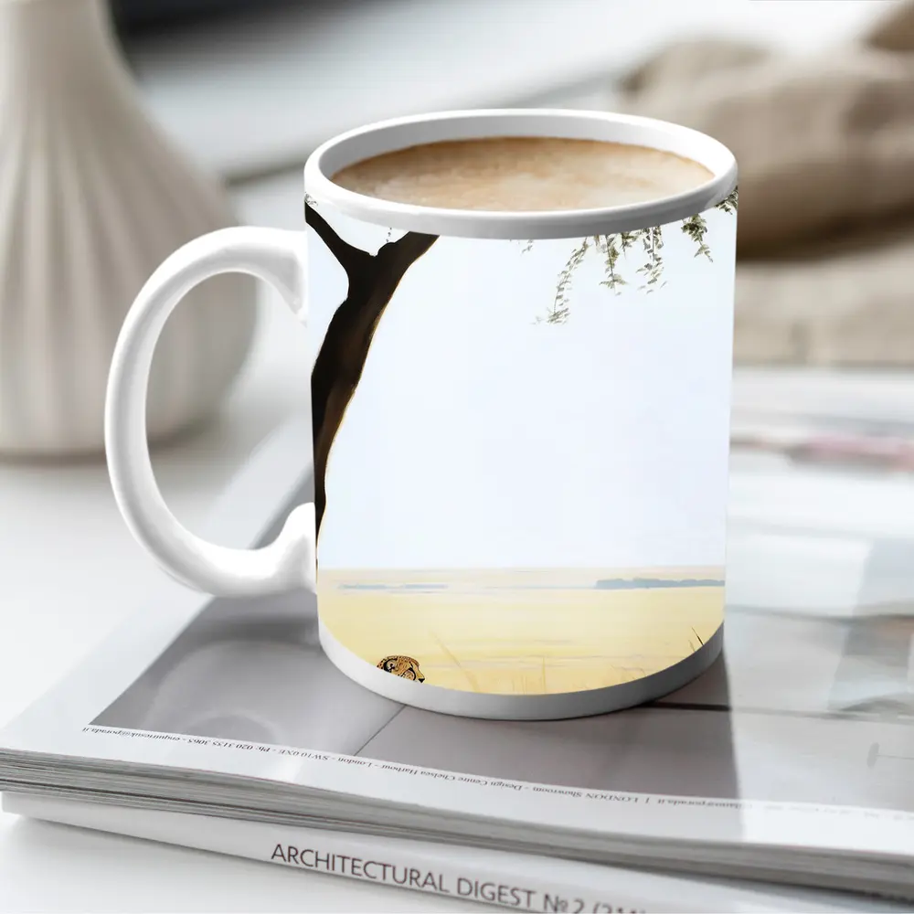 Cheetah Resting Under Acacia Tree Savanna – Mugs