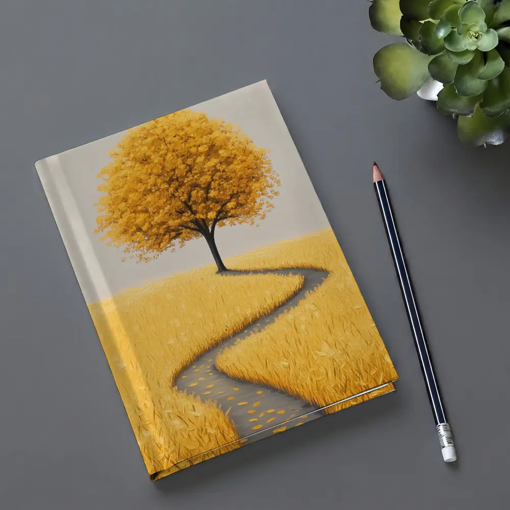 Golden Tree Winding Path Yellow Field – Notebooks