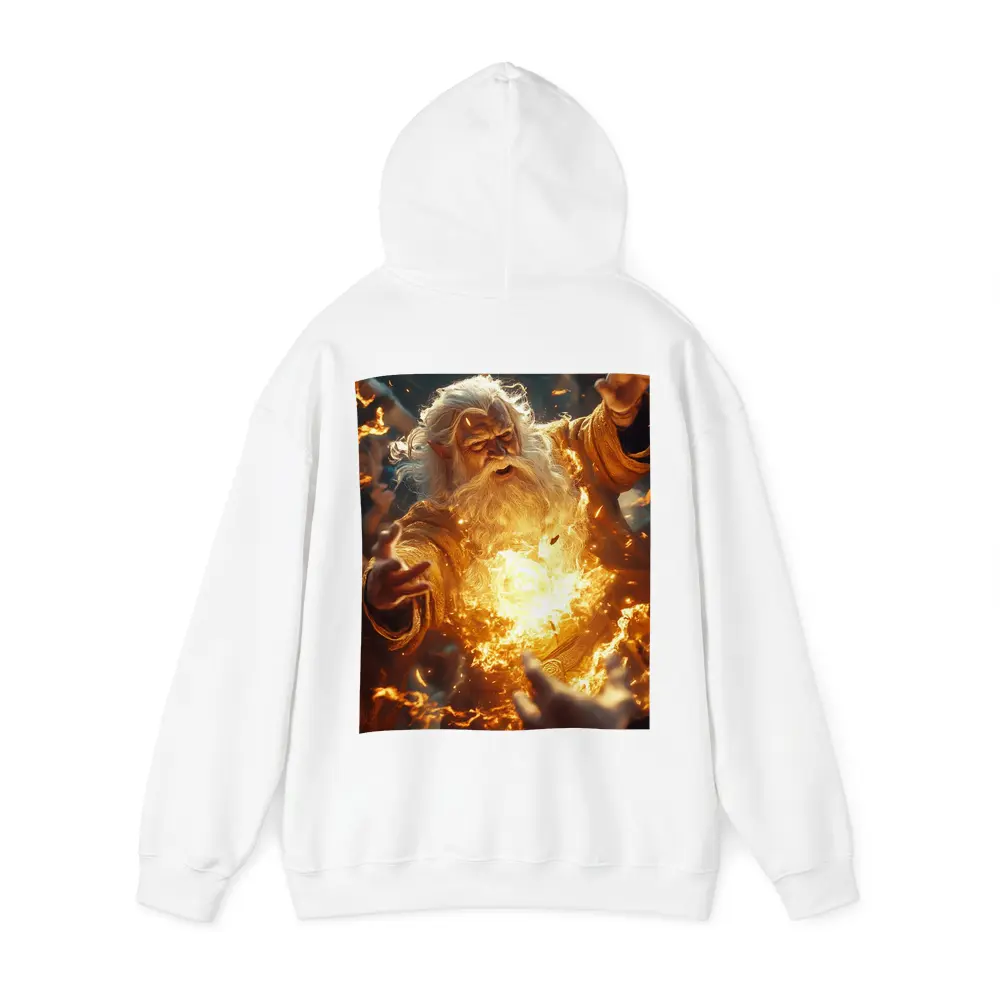 Ancient Wizard Casting Golden Fire Magic – Hoodies
