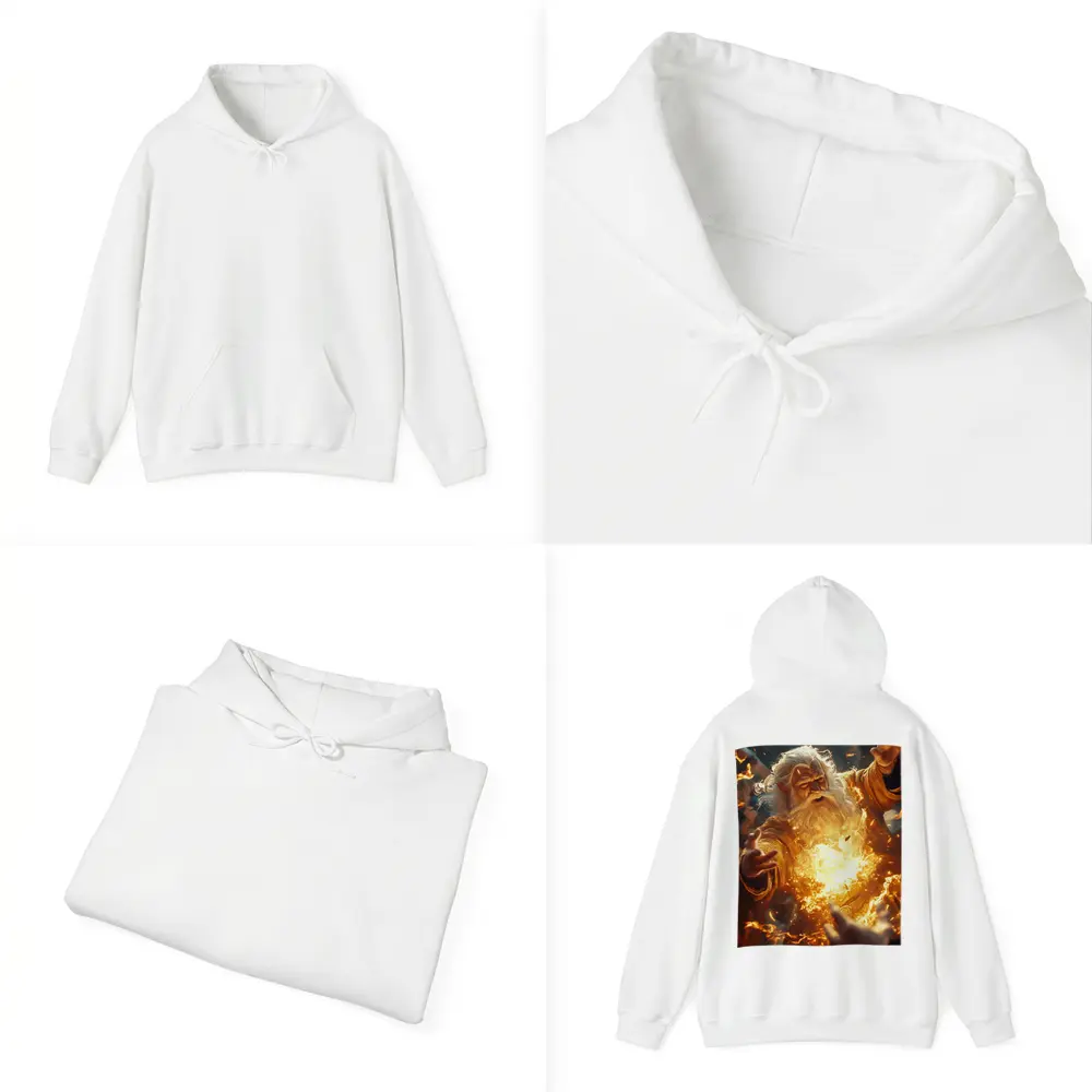 Ancient Wizard Casting Golden Fire Magic – Hoodies