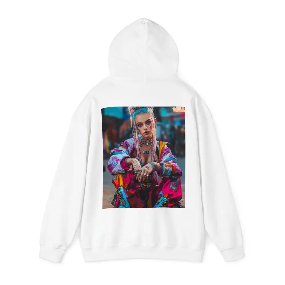 Cyberpunk Street Fashion Girl Urban Scene – Hoodies
