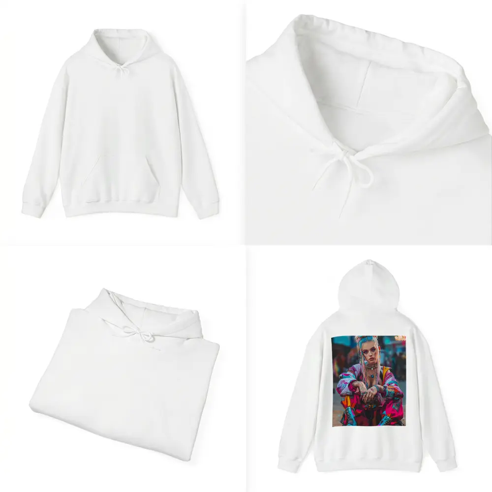 Cyberpunk Street Fashion Girl Urban Scene – Hoodies