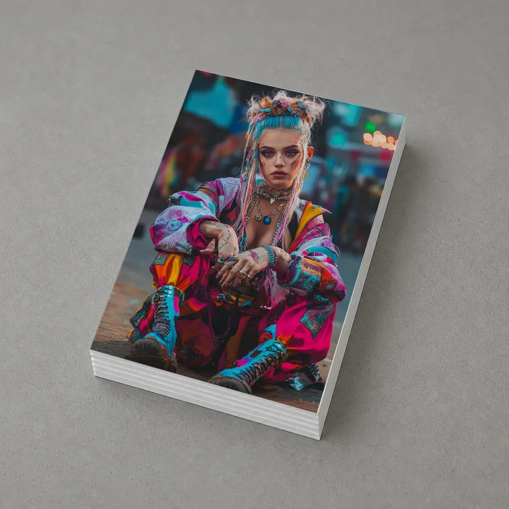 Cyberpunk Street Fashion Girl Urban Scene – Postcards