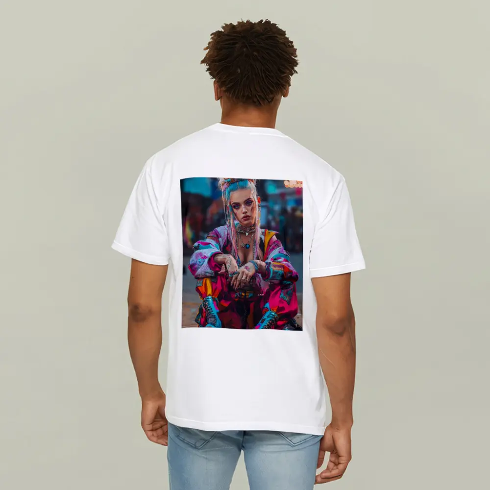 Cyberpunk Street Fashion Girl Urban Scene – T-Shirts