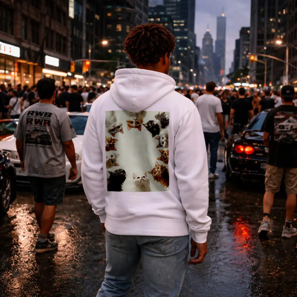 Fluffy Kittens Circle Oil Painting Art – Hoodies