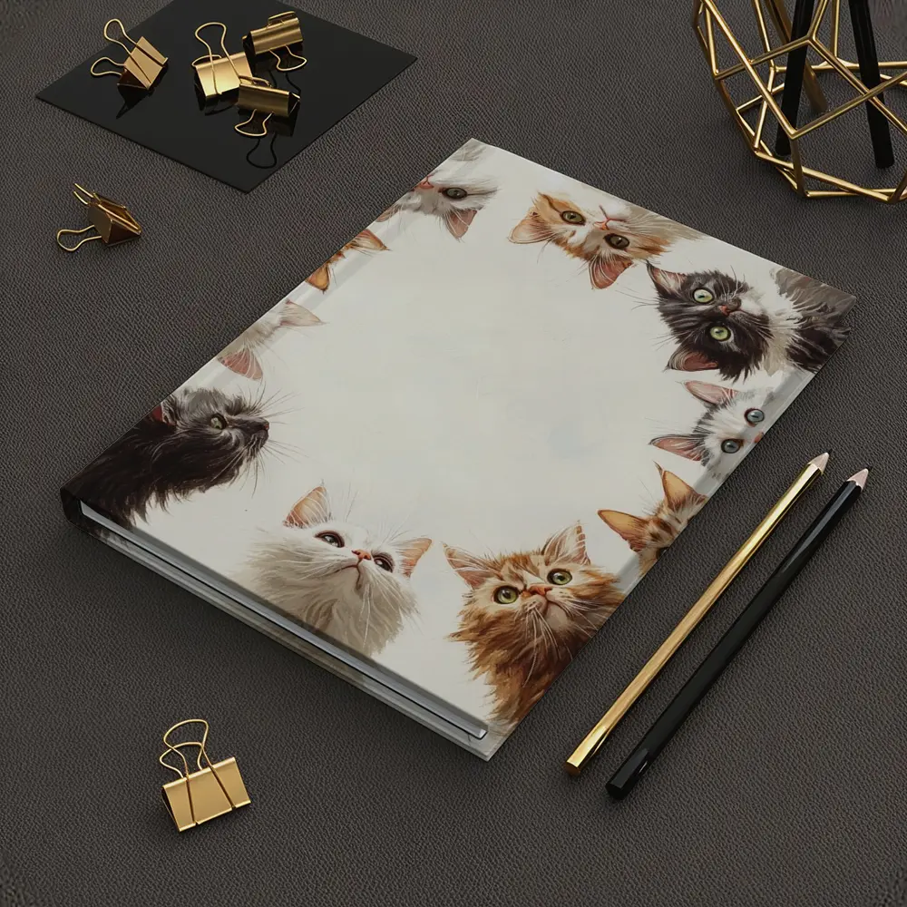 Fluffy Kittens Circle Oil Painting Art – Notebooks