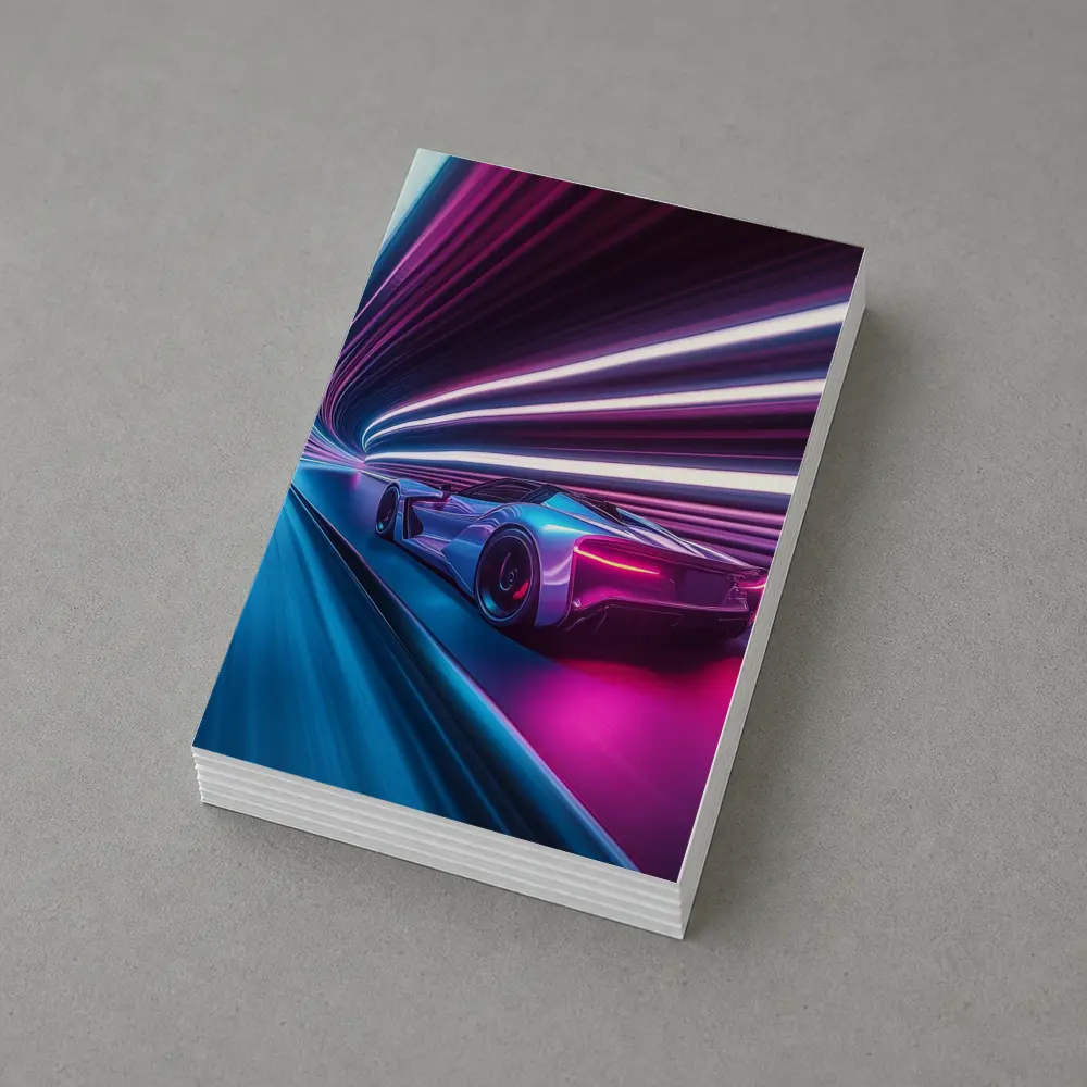 Supercar Speeding Through Neon Light Tunnel – Postcards