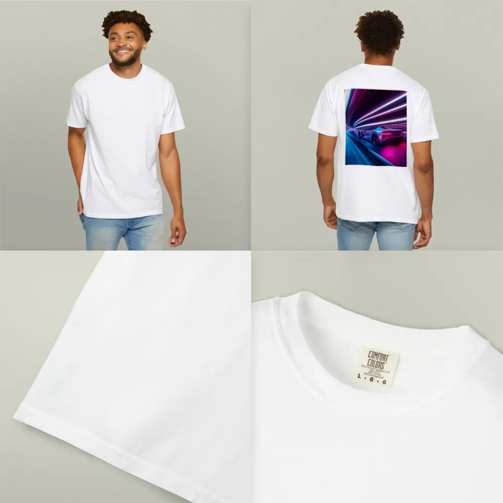 Supercar Speeding Through Neon Light Tunnel – T-Shirts