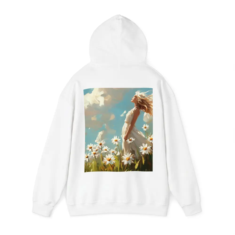 Woman in Daisy Field Oil Painting Art – Hoodies