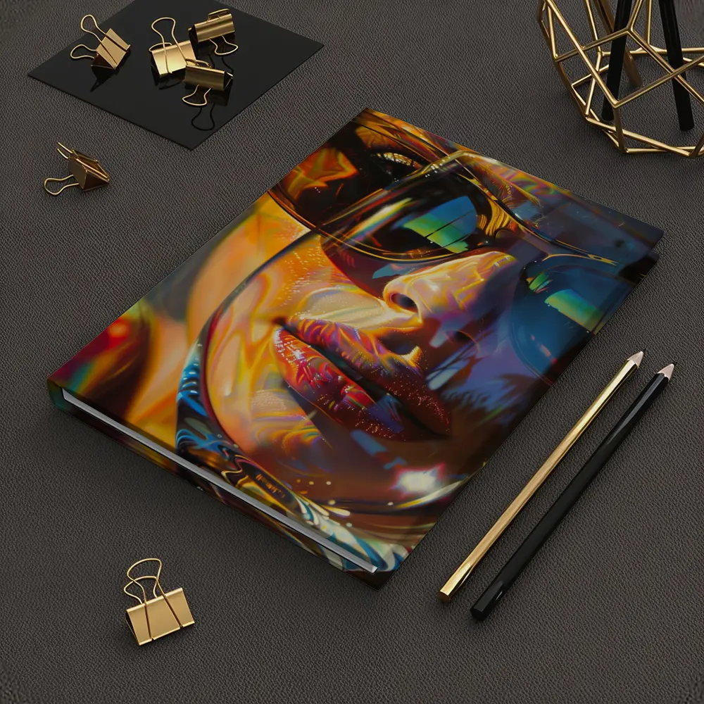 Colorful Woman Face Psychedelic Sunglasses Portrait – Notebooks