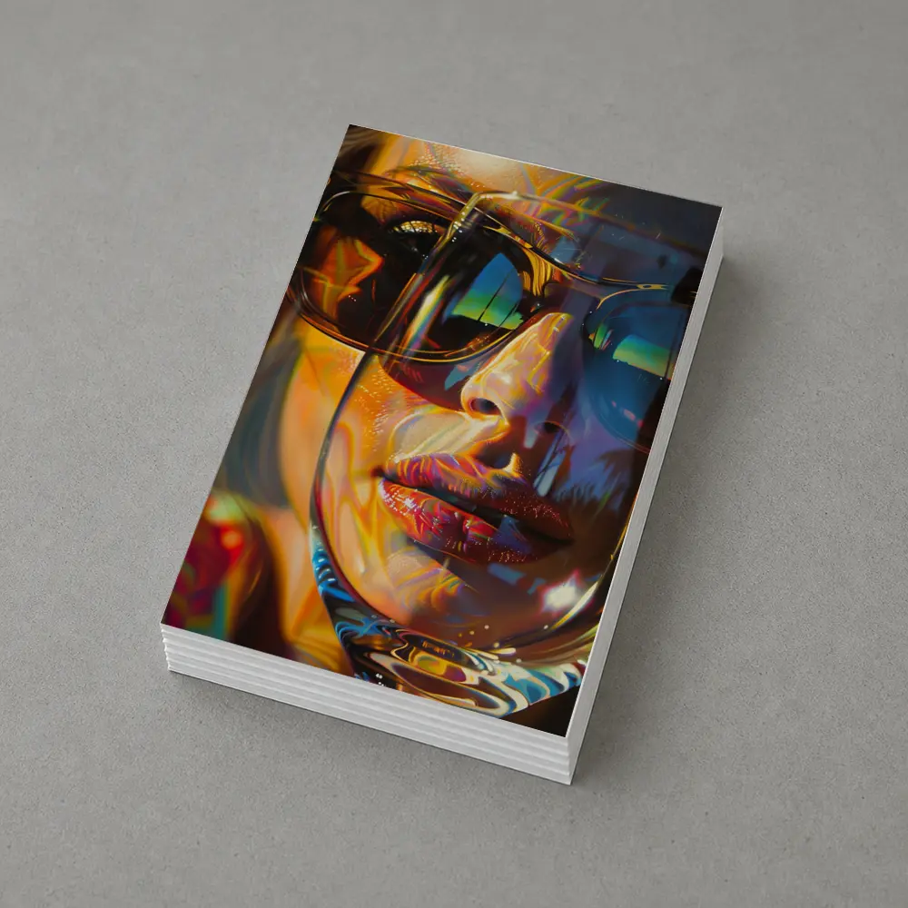 Colorful Woman Face Psychedelic Sunglasses Portrait – Postcards