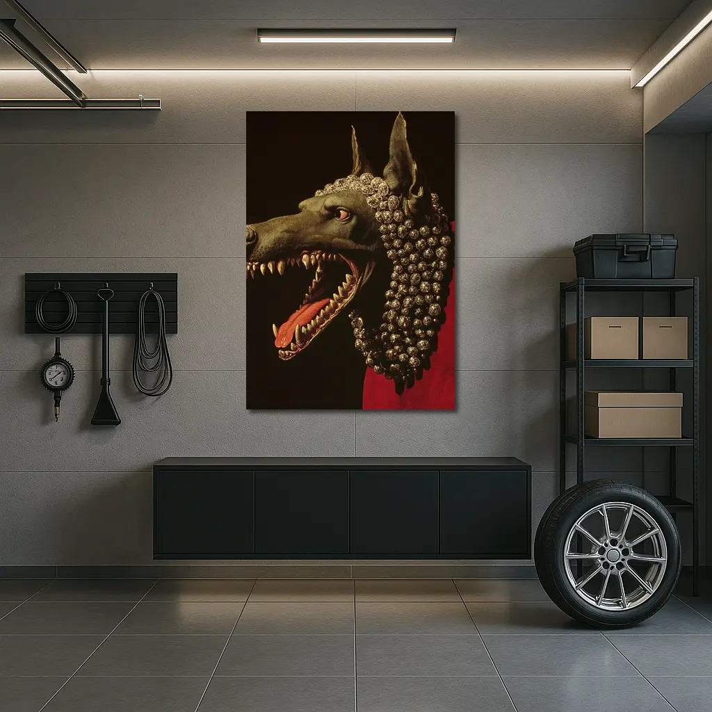 Dark Wolf Head Gold Jewels Dark Background – Wall Art