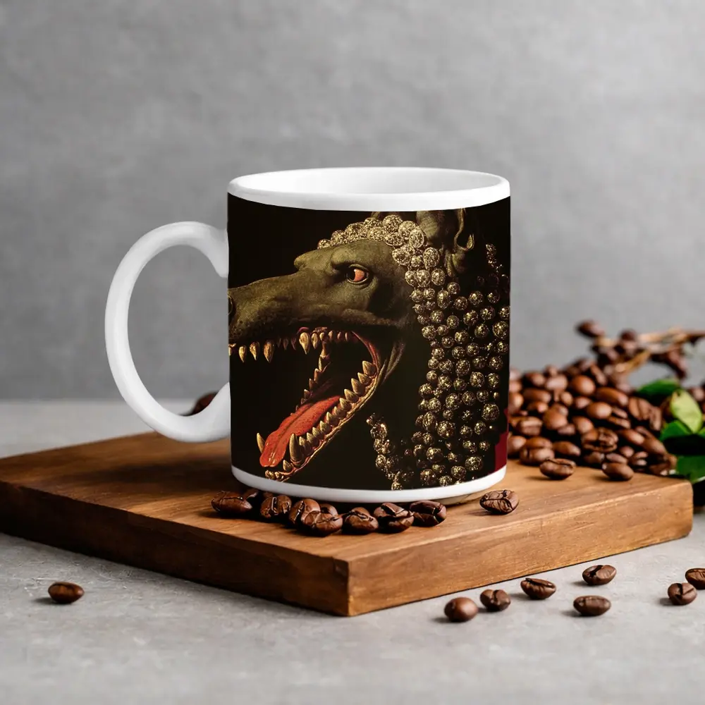 Dark Wolf Head Gold Jewels Dark Background – Mugs