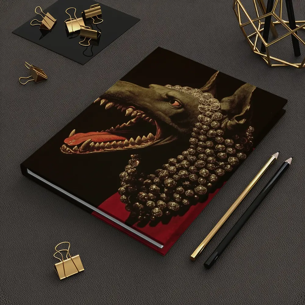 Dark Wolf Head Gold Jewels Dark Background – Notebooks