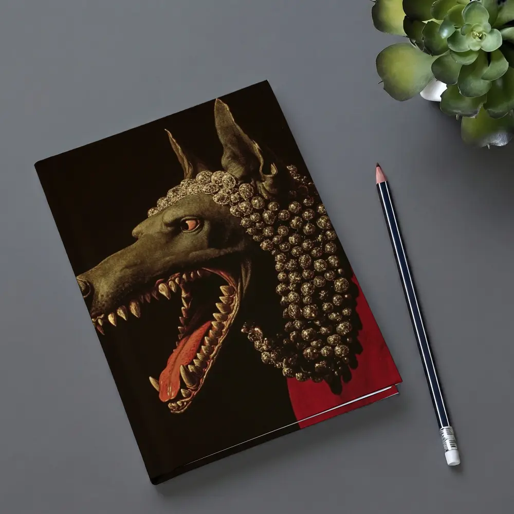 Dark Wolf Head Gold Jewels Dark Background – Notebooks
