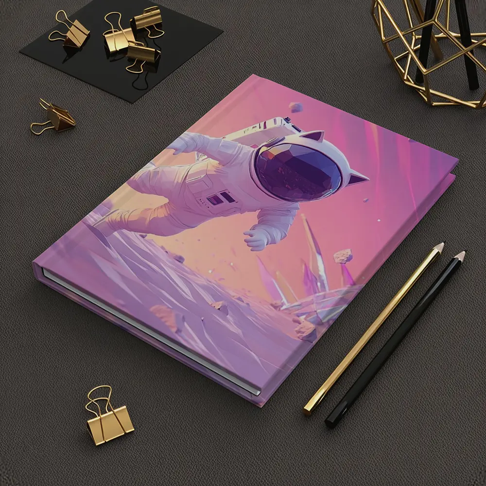 Cartoon Astronaut Cat Running On Alien Planet – Notebooks