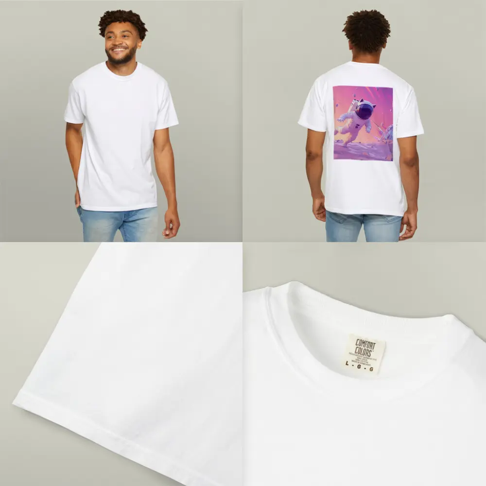 Cartoon Astronaut Cat Running On Alien Planet – T-Shirts