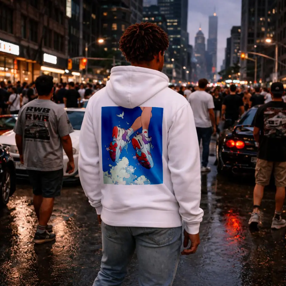 Nike Sneakers Floating Above Blue Sky – Hoodies