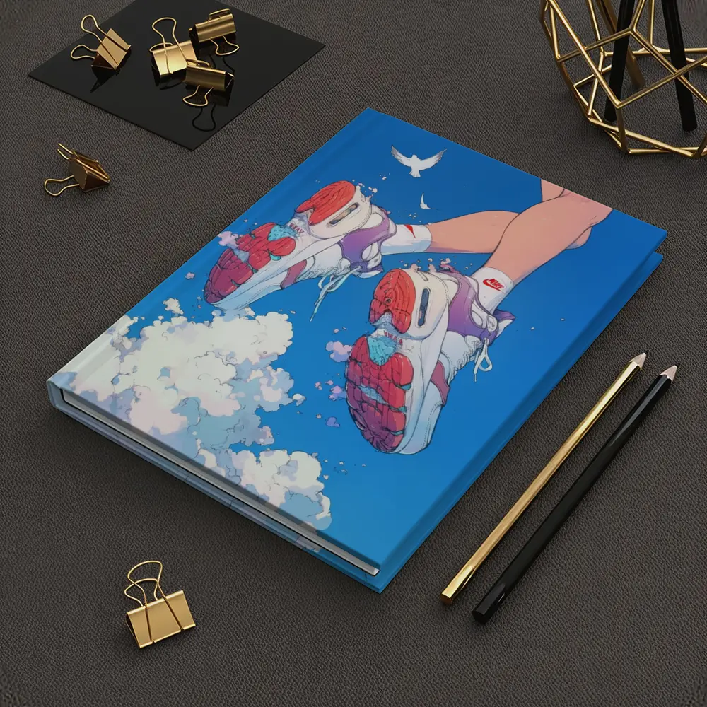 Nike Sneakers Floating Above Blue Sky – Notebooks