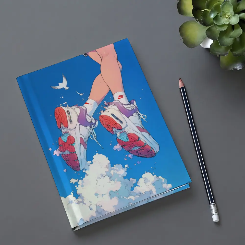 Nike Sneakers Floating Above Blue Sky – Notebooks