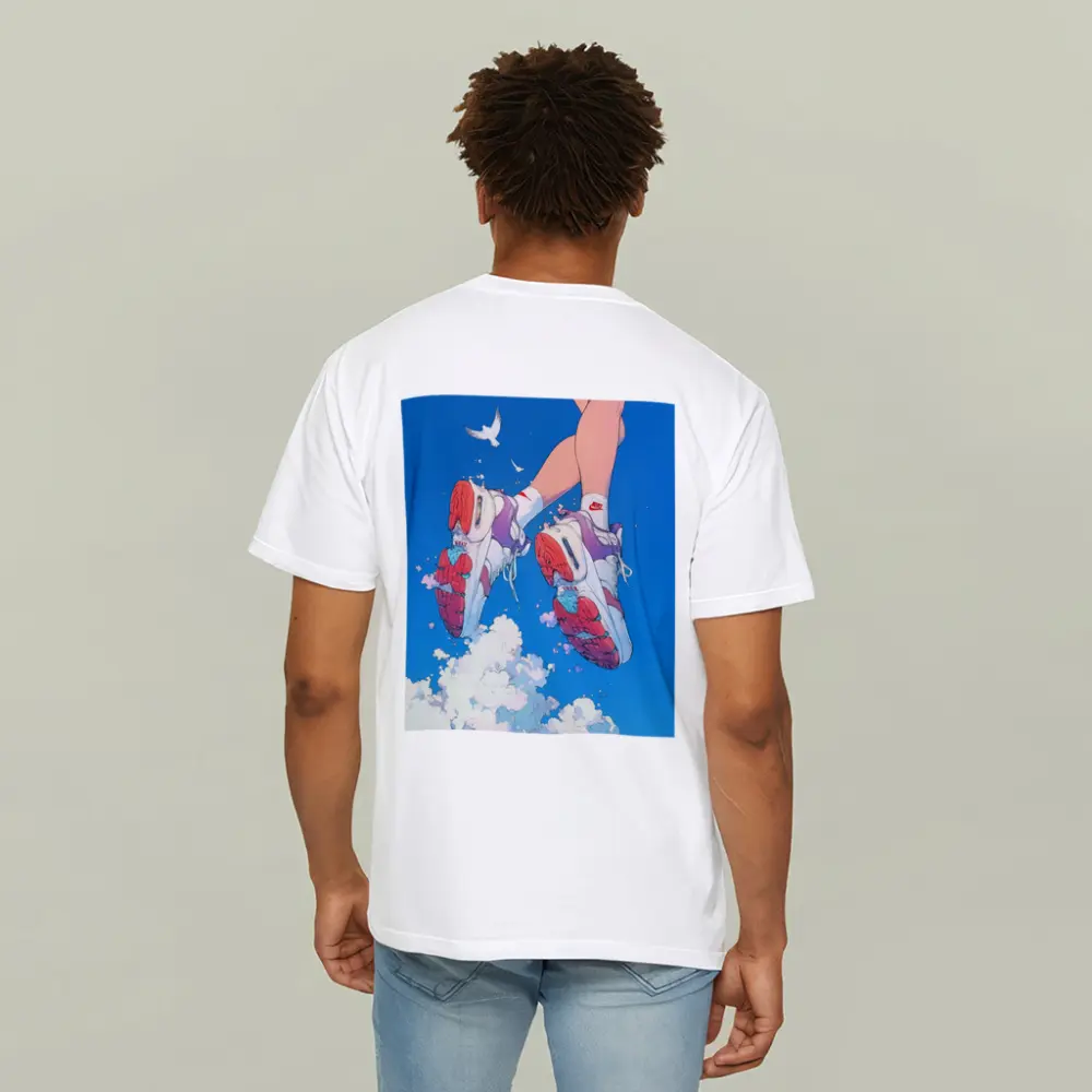 Nike Sneakers Floating Above Blue Sky – T-Shirts