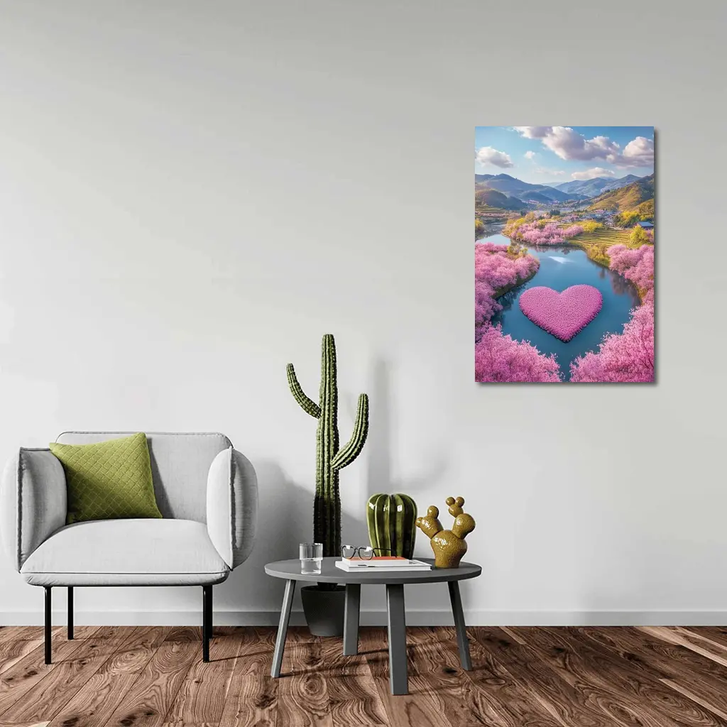 Cherry Blossom Heart River Japanese Valley – Wall Art