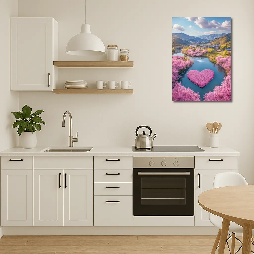 Cherry Blossom Heart River Japanese Valley – Wall Art