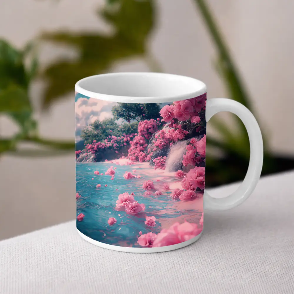 Pink Roses Floating on Turquoise Water – Mugs