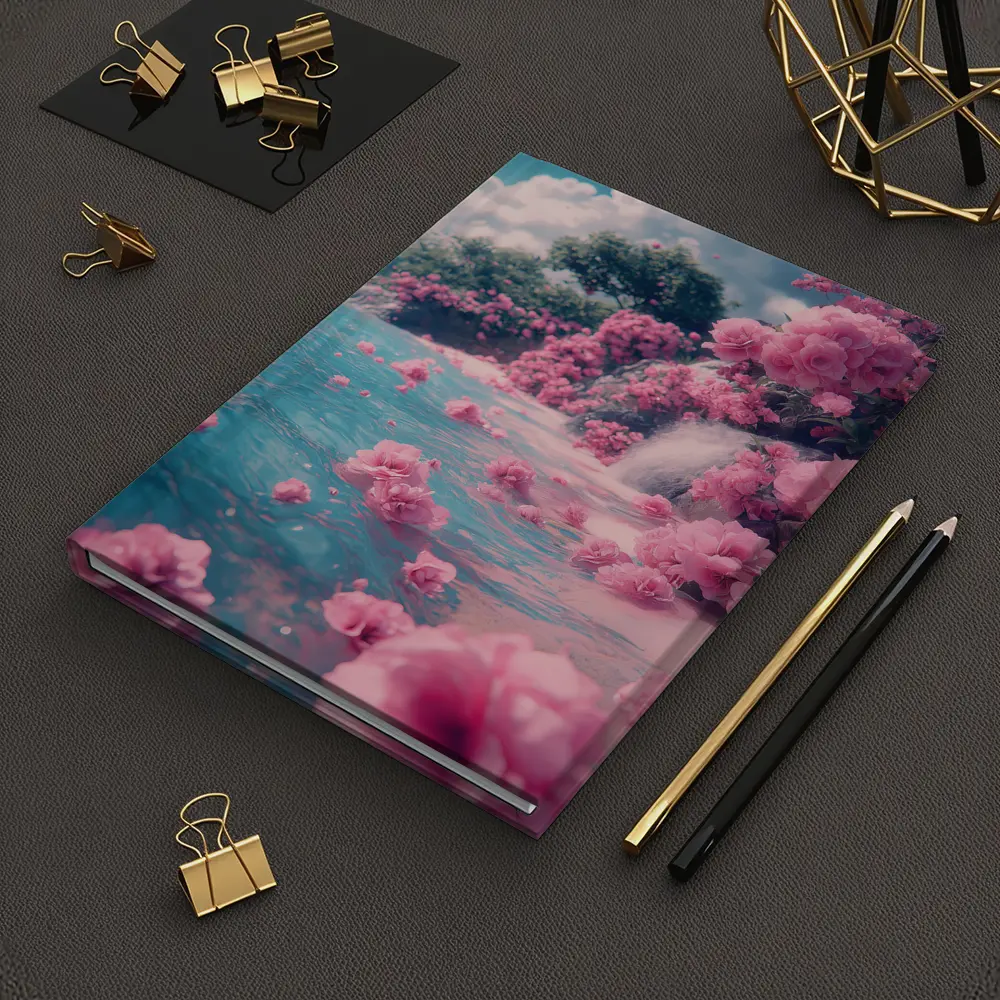 Pink Roses Floating on Turquoise Water – Notebooks