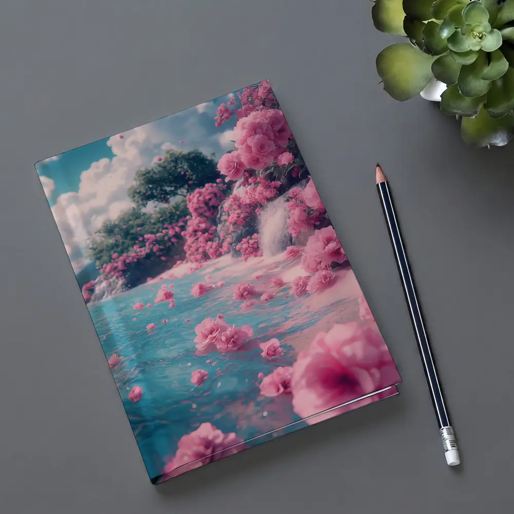 Pink Roses Floating on Turquoise Water – Notebooks