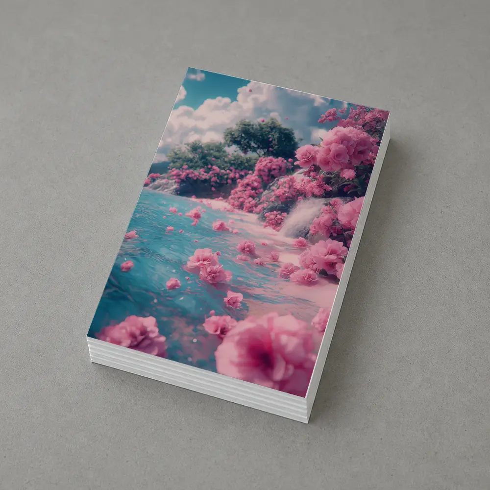 Pink Roses Floating on Turquoise Water – Postcards