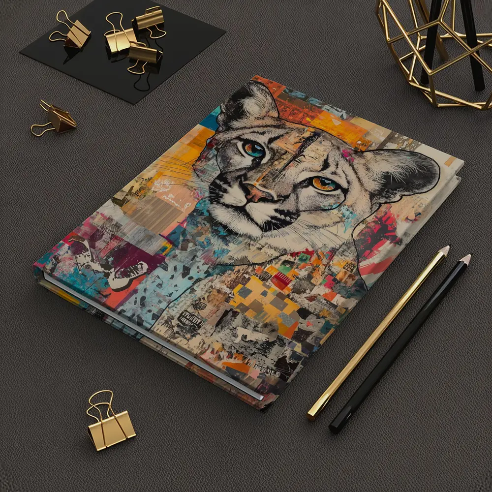 Cougar Portrait Colorful Collage Street Art – Notebooks