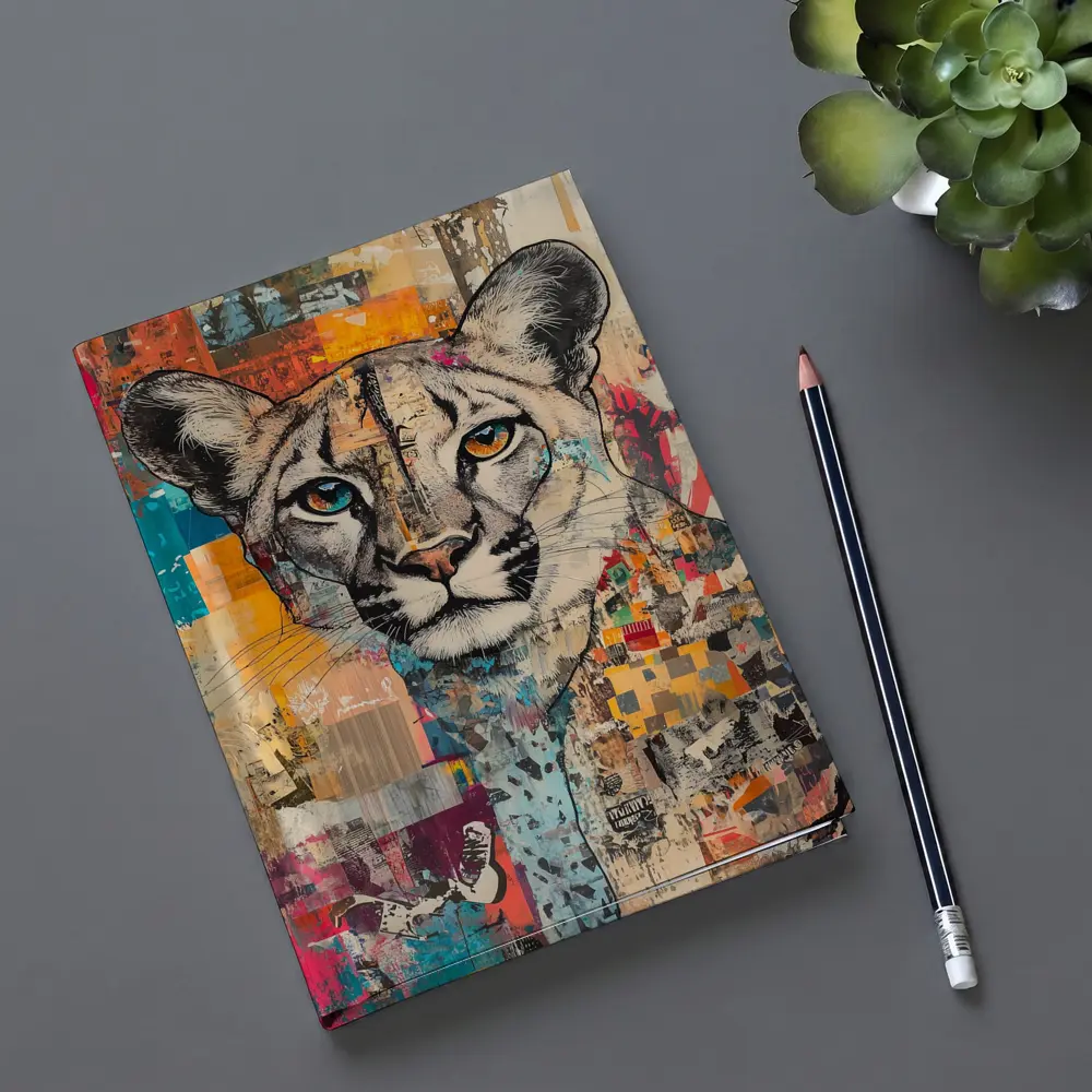 Cougar Portrait Colorful Collage Street Art – Notebooks