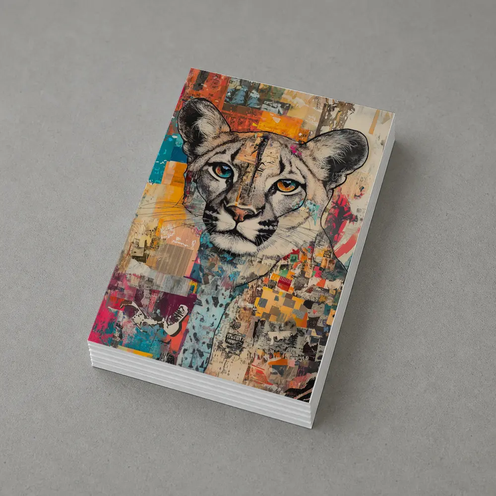 Cougar Portrait Colorful Collage Street Art – Postcards
