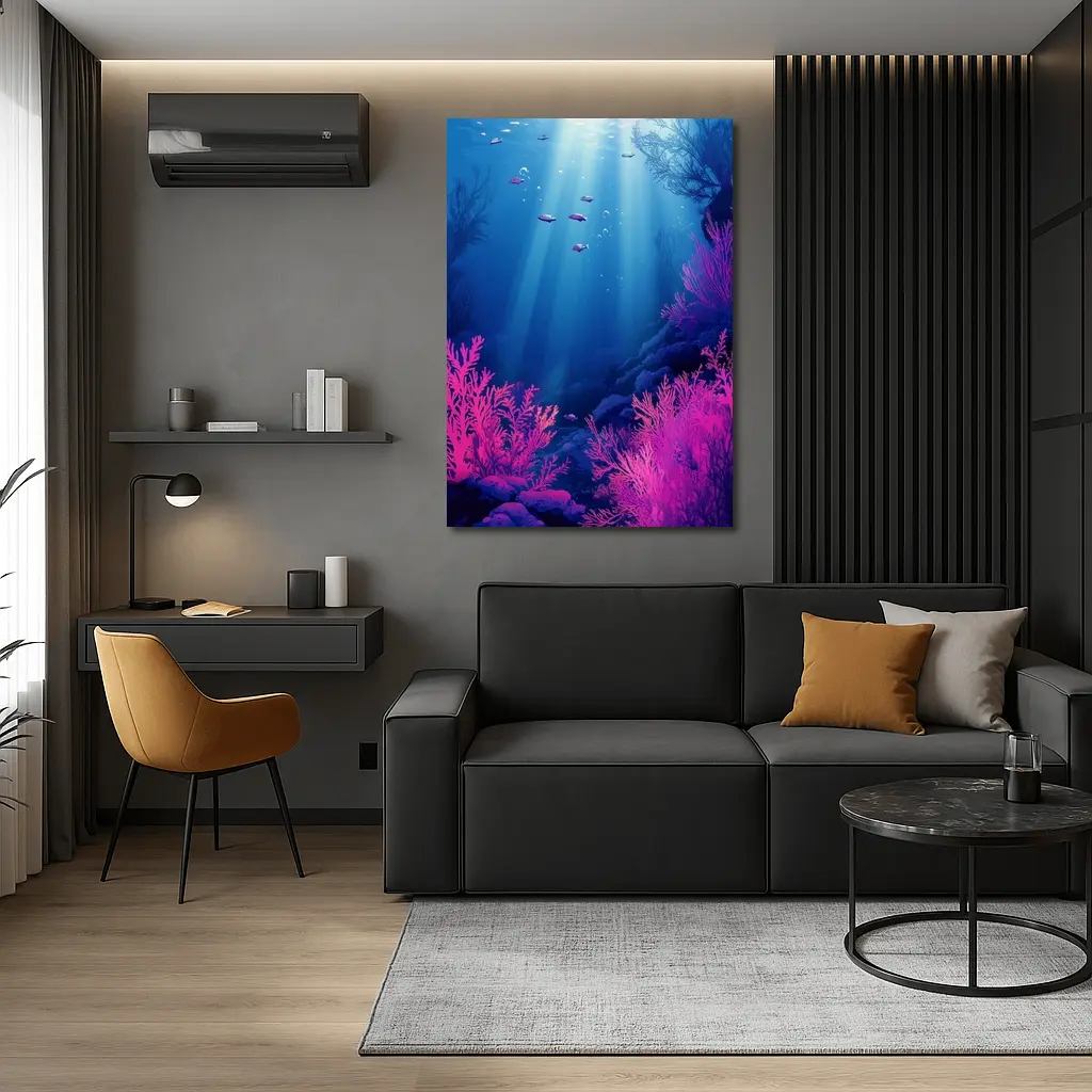 Underwater Coral Reef Blue Ocean Scene – Wall Art