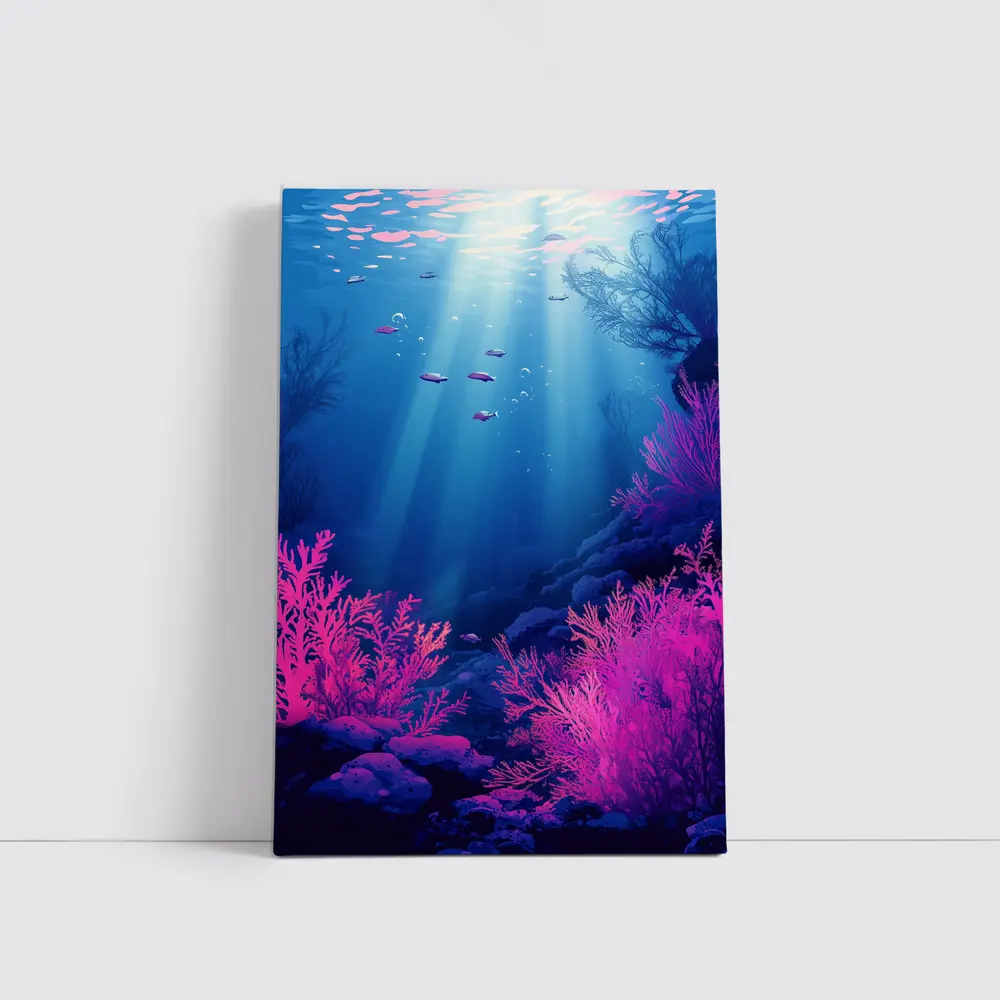 Underwater Coral Reef Blue Ocean Scene – Wall Art