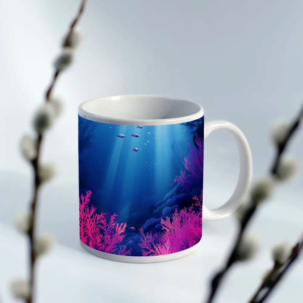 Underwater Coral Reef Blue Ocean Scene – Mugs