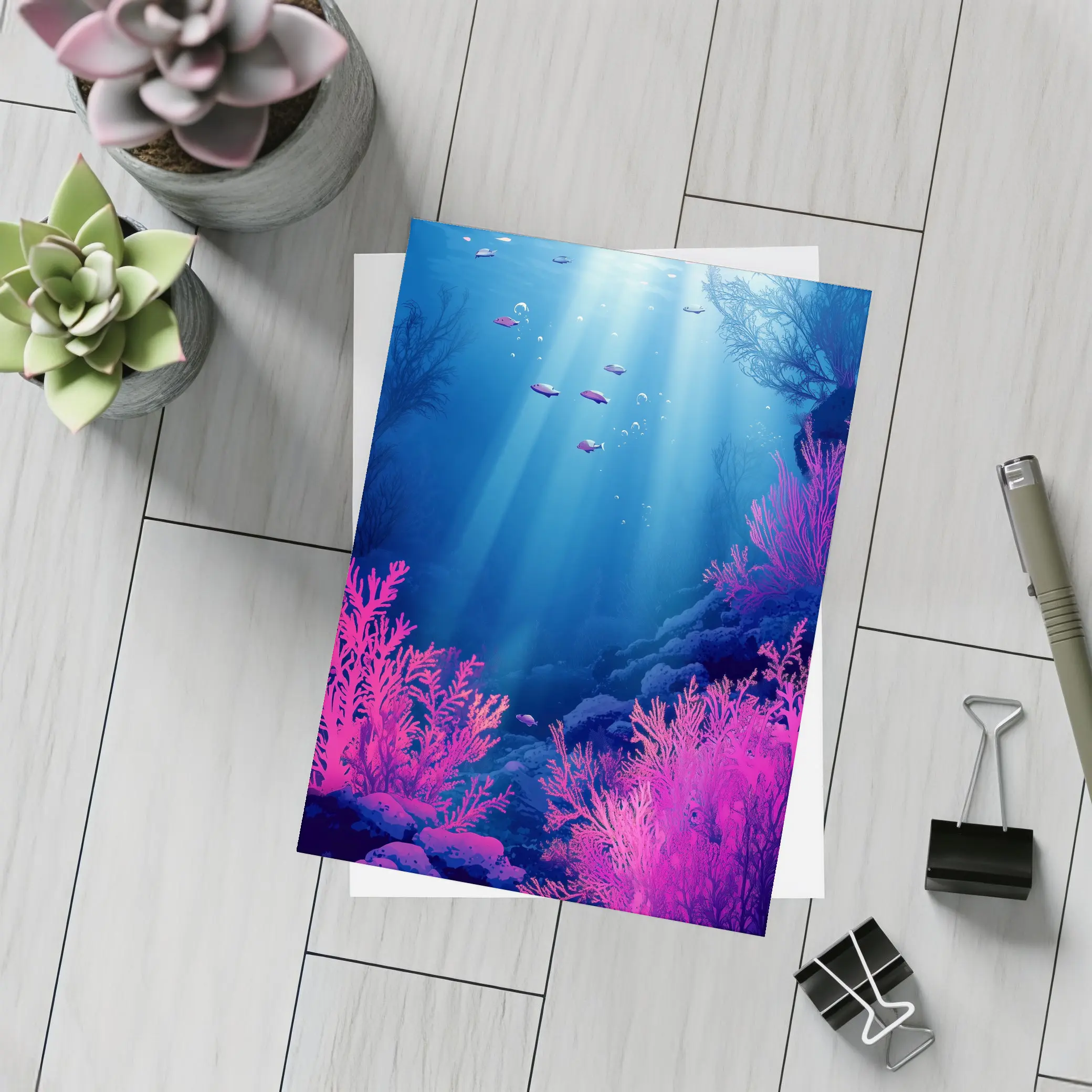 Underwater Coral Reef Blue Ocean Scene – Postcards