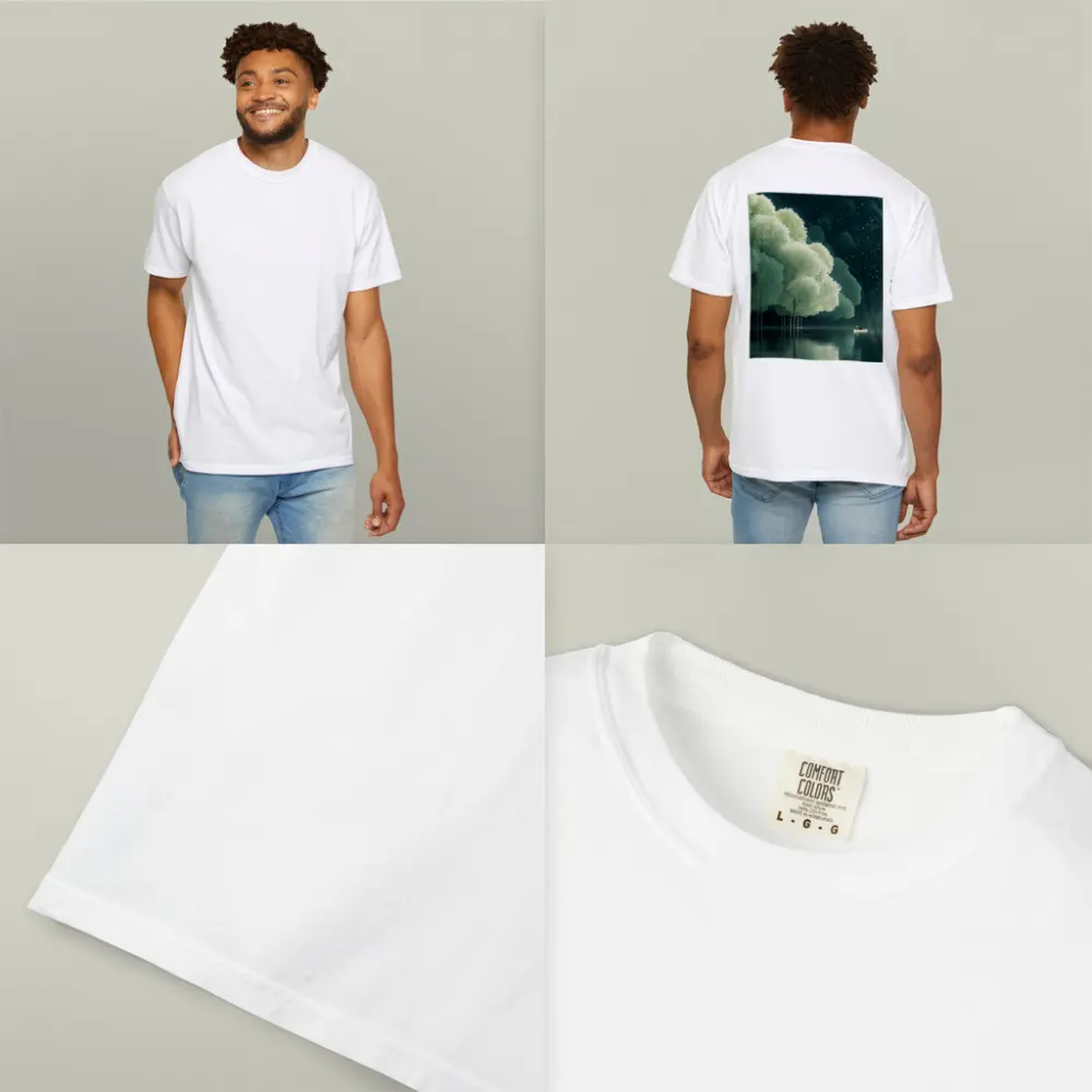 Lone Boat on Misty Forest Lake Night – T-Shirts