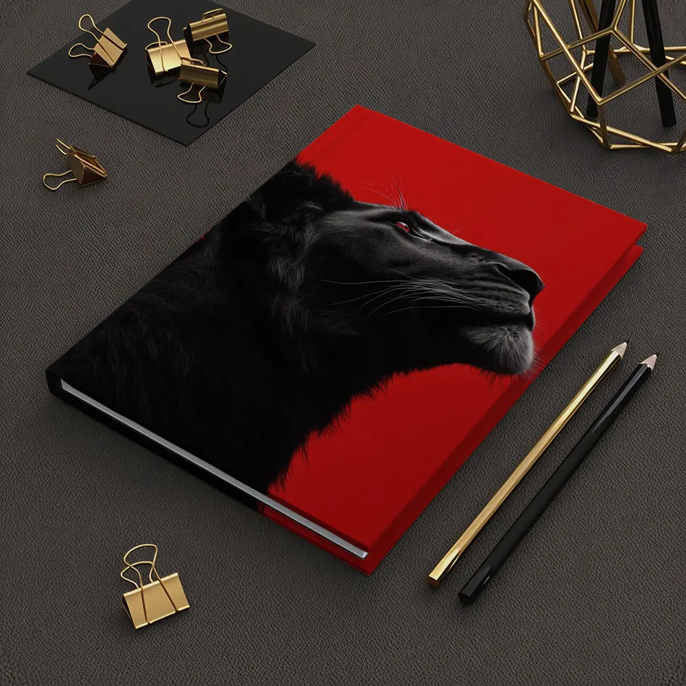 Black Panther Portrait On Red Background – Notebooks