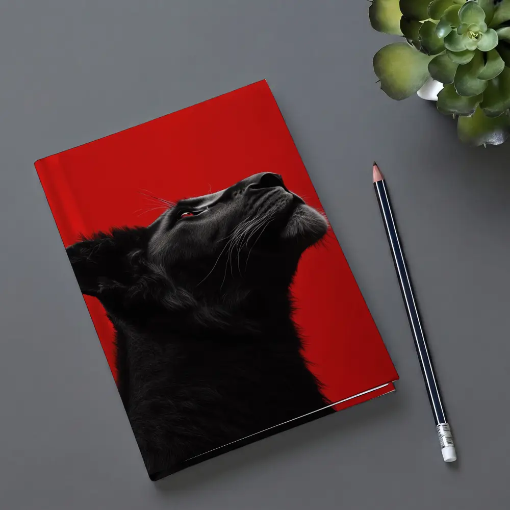Black Panther Portrait On Red Background – Notebooks