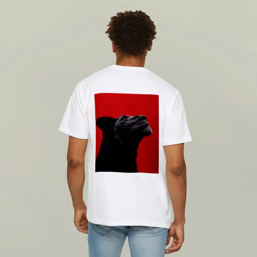 Black Panther Portrait On Red Background – T-Shirts