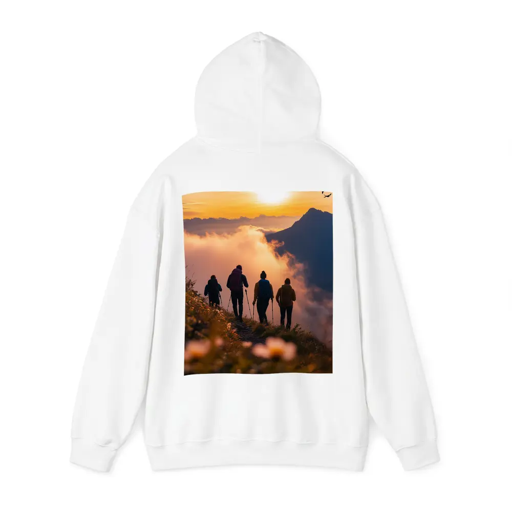 Hikers Walking Mountain Ridge At Golden Sunset – Hoodies