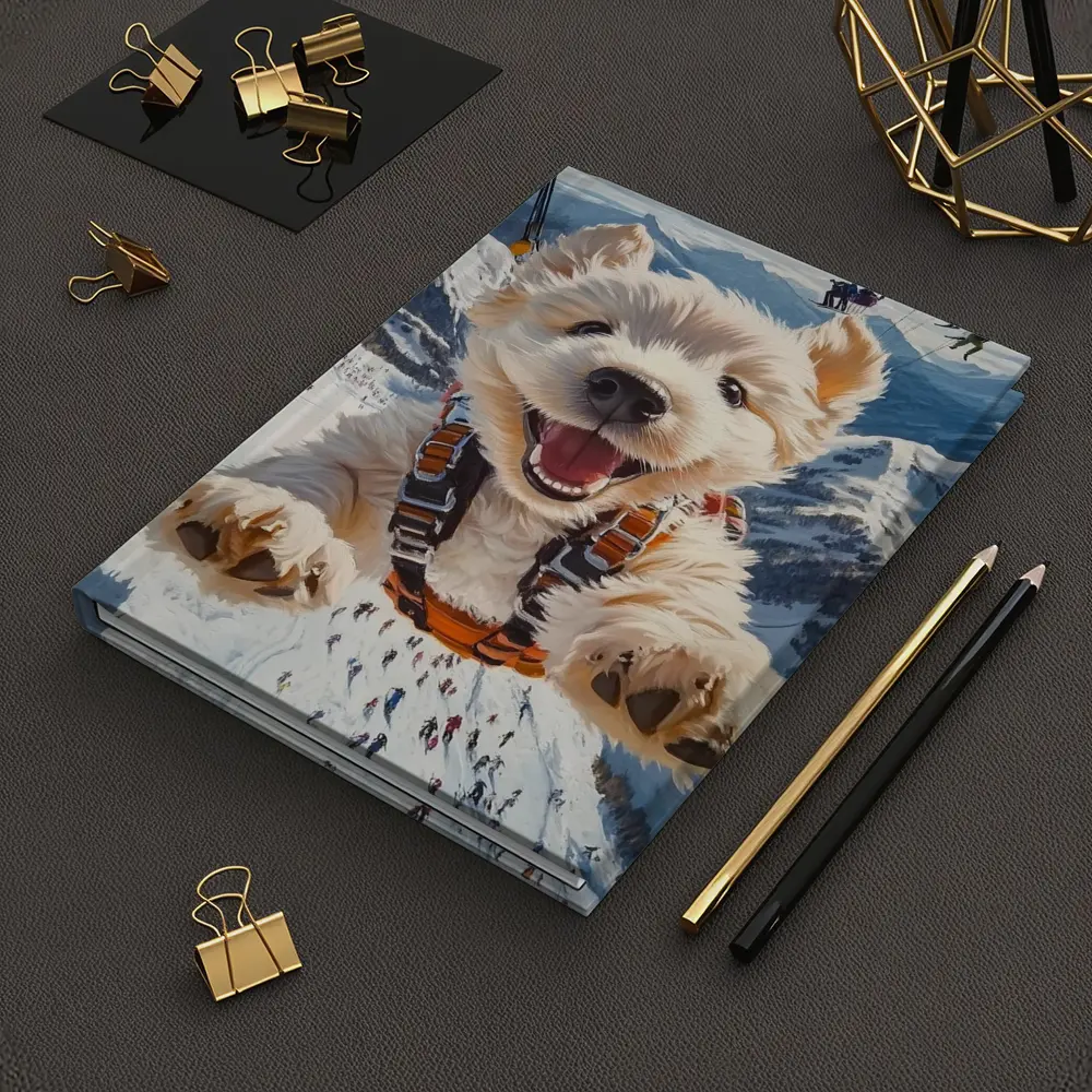 West Highland Terrier Skydiving Snowy Mountain Background – Notebooks