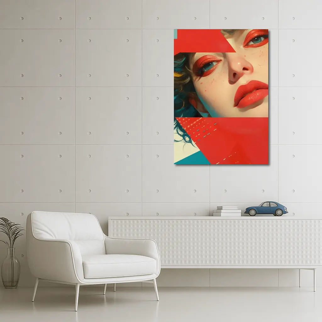 Bold Red Makeup Woman Pop Art Style – Wall Art