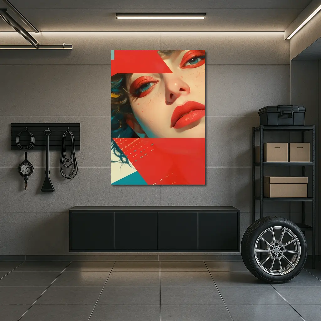 Bold Red Makeup Woman Pop Art Style – Wall Art