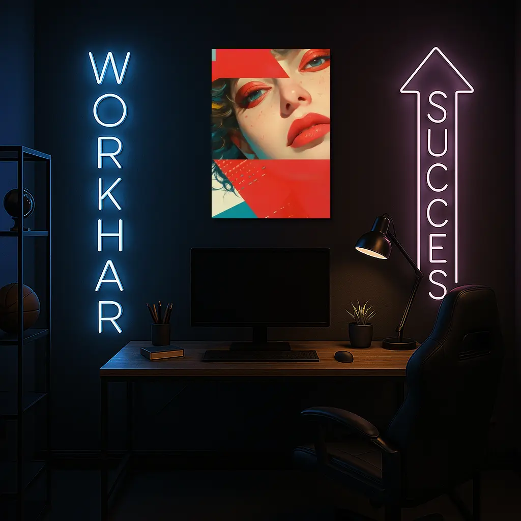 Bold Red Makeup Woman Pop Art Style – Wall Art